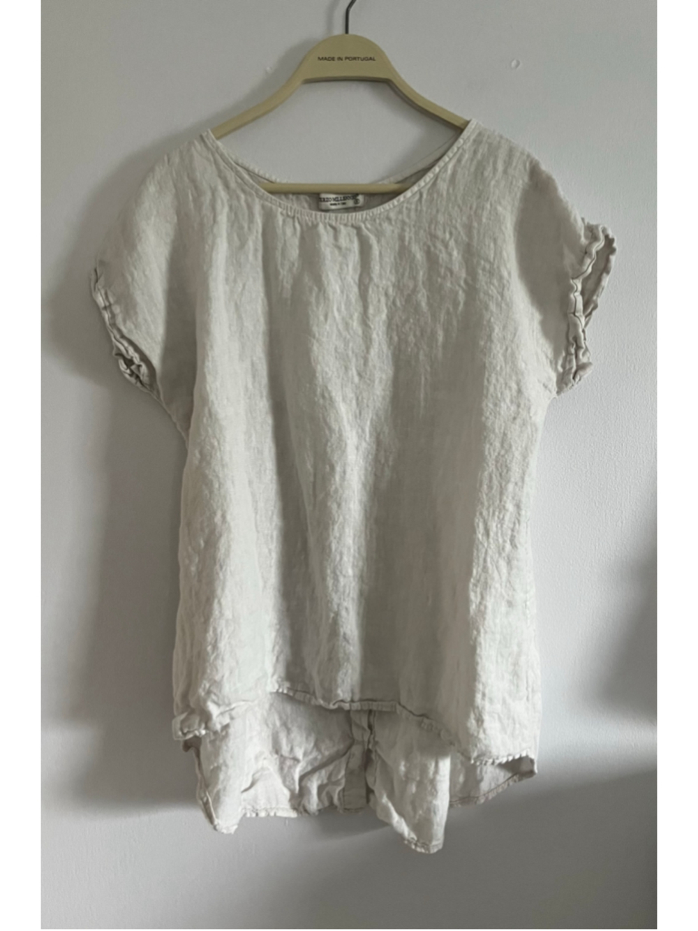 Terzo Millennio 100% Linen short sleeve shirt Size S Beige